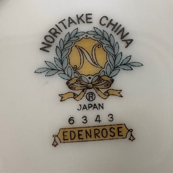 Noritake Edenrose 2 Flat Cup & Saucer Sets Gray/Pink/White Roses VTG - Picture 2 of 15